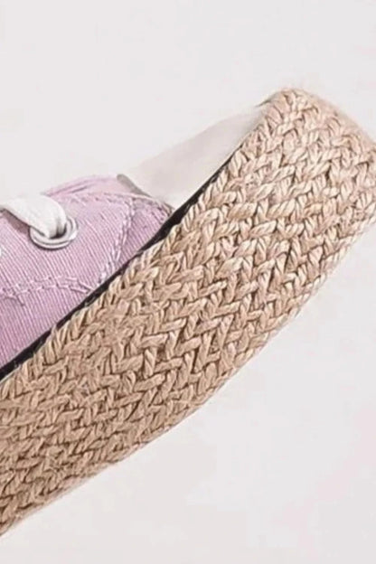 Beast Fashion Lace Up Woven Espadrille Sole Sneakers - Fashorio