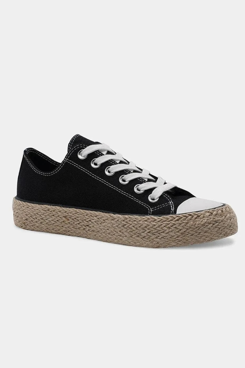 Beast Fashion Lace Up Woven Espadrille Sole Sneakers - Fashorio