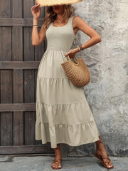 Fashorio Beige / S Ivy Lane Smocked Sleeveless Tank Dress – Casual Summer Essential