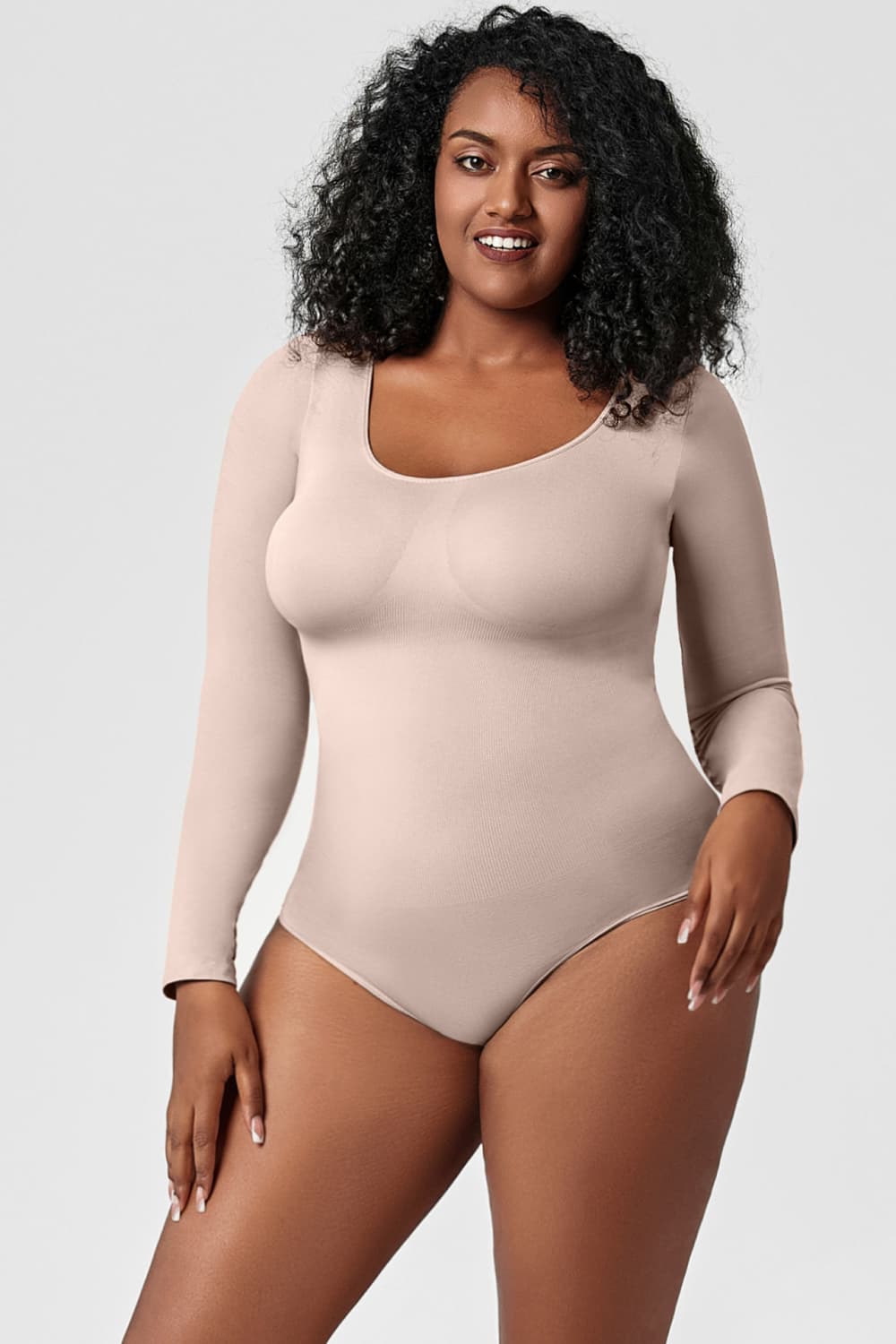Fashorio Beige / S Long Sleeve Shaping Bodysuit