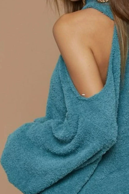 BiBi Belle Sweater Knit Open One Shoulder Turtle Neck - Fashorio