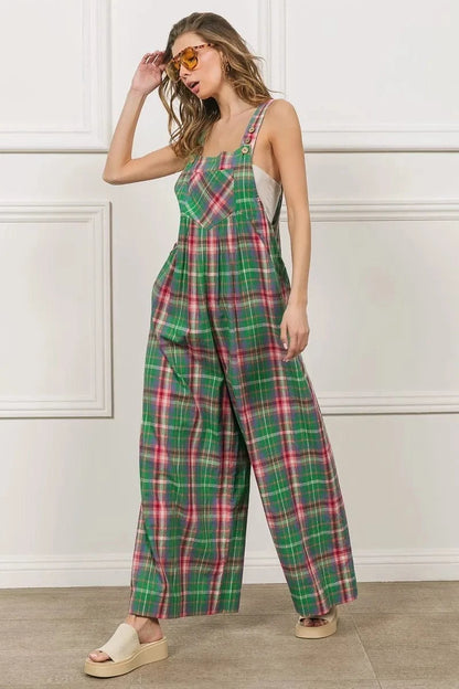 BiBi Multi Color Check Plaid Overall - Fashorio