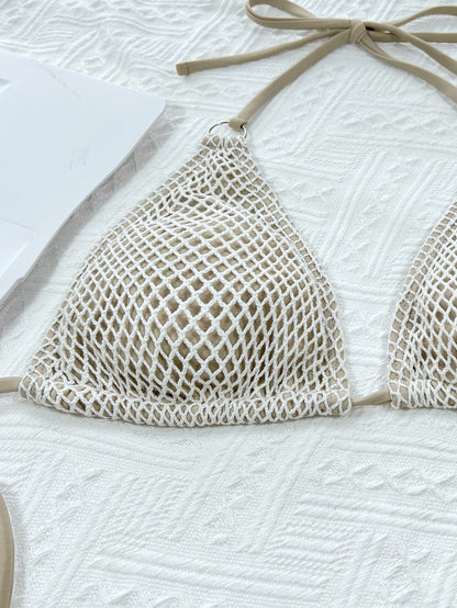 Halter Neck Tie Back Bikini Set - Removable Padding - Fashorio