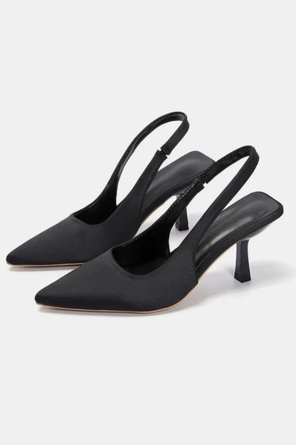 PU Leather Point Toe Pumps Black - Fashorio