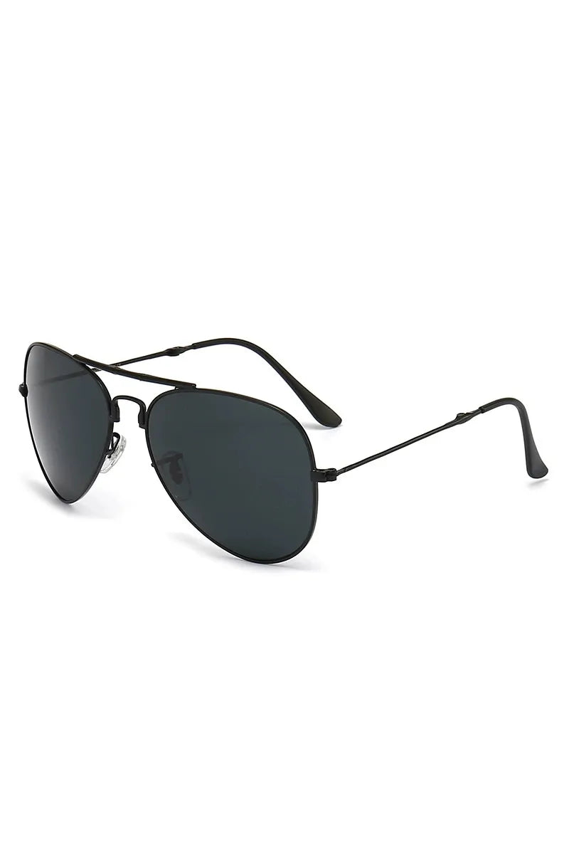Fashorio Black And Gray Film / onesize Aviator Sunglasses with Metal Temple