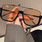Fashorio Black Framed Champagne / One Size UV Protection Square Sunglasses
