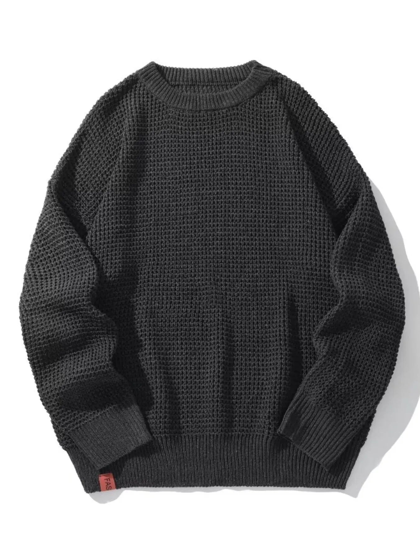 Fashorio Black / M Men's Plus Size Textured Knit Crew Neck Sweater