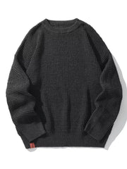 Fashorio Black / M Men's Plus Size Textured Knit Crew Neck Sweater