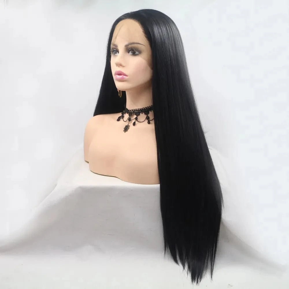 Fashorio Black / One Size 13*3" Lace Front Wigs Synthetic Long Straight 24" 130% Density