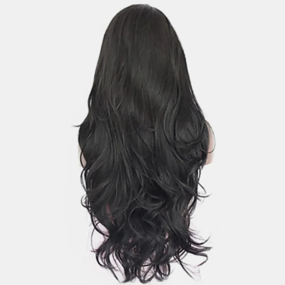 Fashorio black / One Size 13*3" Lace Front Wigs Synthetic Long Wavy 24" 130% Density