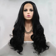 Fashorio Black / One Size 13*3" Lace Front Wigs Synthetic Long Wavy 24" 130% Density