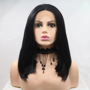 Fashorio Black / One Size 13*3" Lace Front Wigs Synthetic Mid-length Straight 12" 130% Density