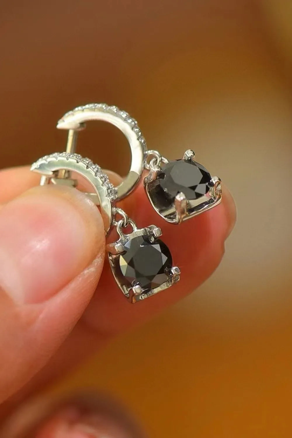 Fashorio Black / One Size 2 Carat Moissanite 925 Sterling Silver Drop Earrings