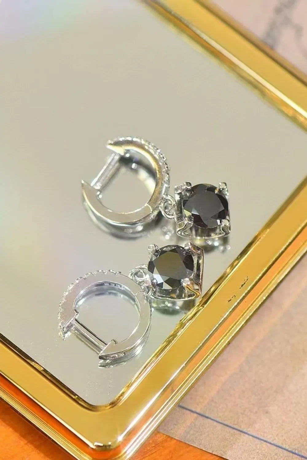 Fashorio Black / One Size 2 Carat Moissanite 925 Sterling Silver Drop Earrings