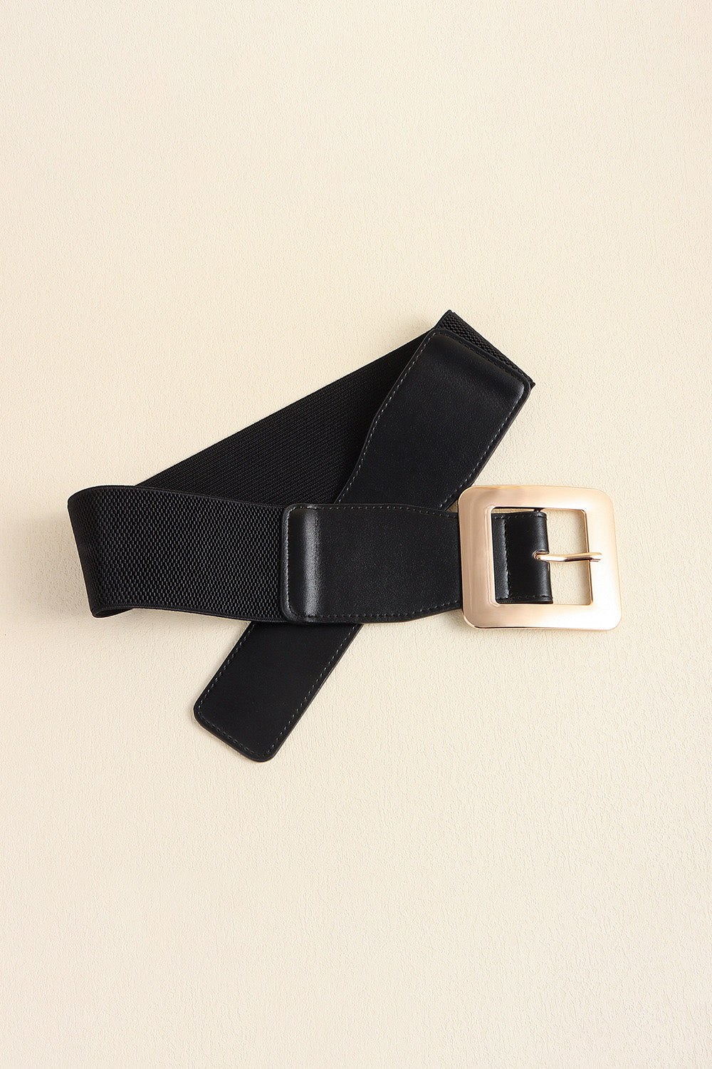 Fashorio Black / One Size Alloy Buckle PU Leather Belt