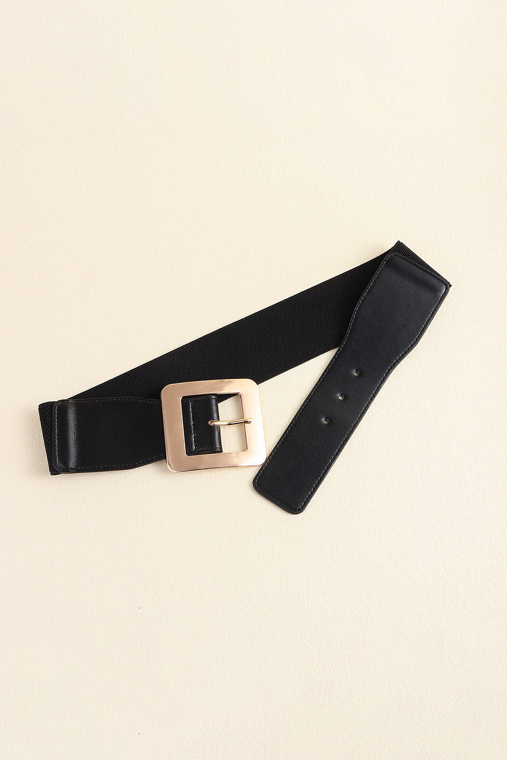 Fashorio Black / One Size Alloy Buckle PU Leather Belt