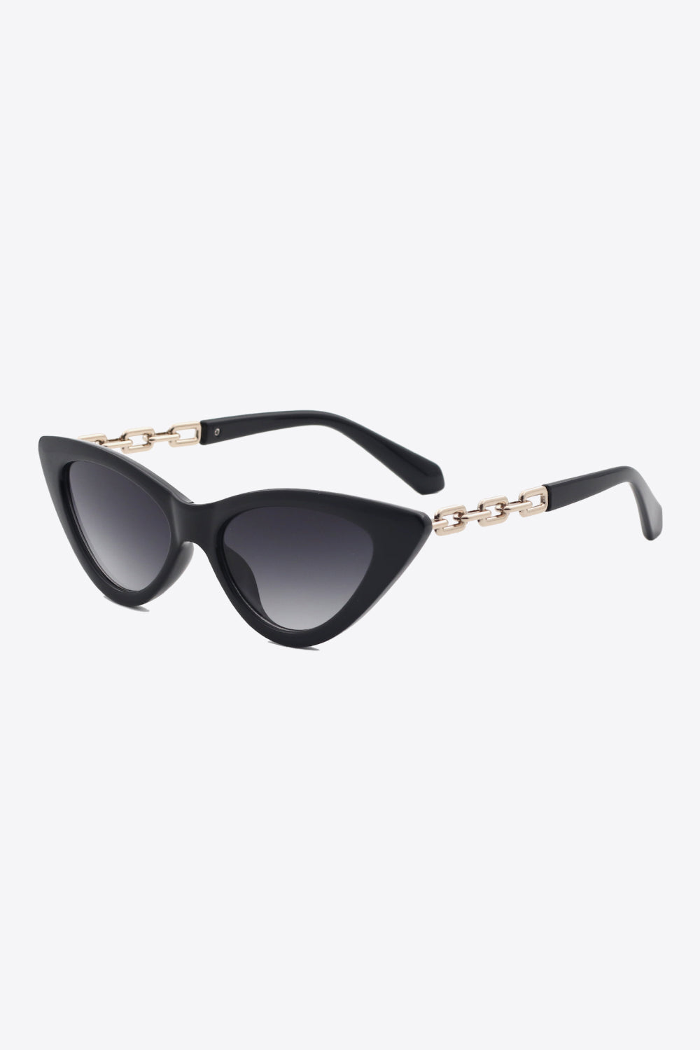 Fashorio Black / One Size Chain Detail Cat-Eye Sunglasses
