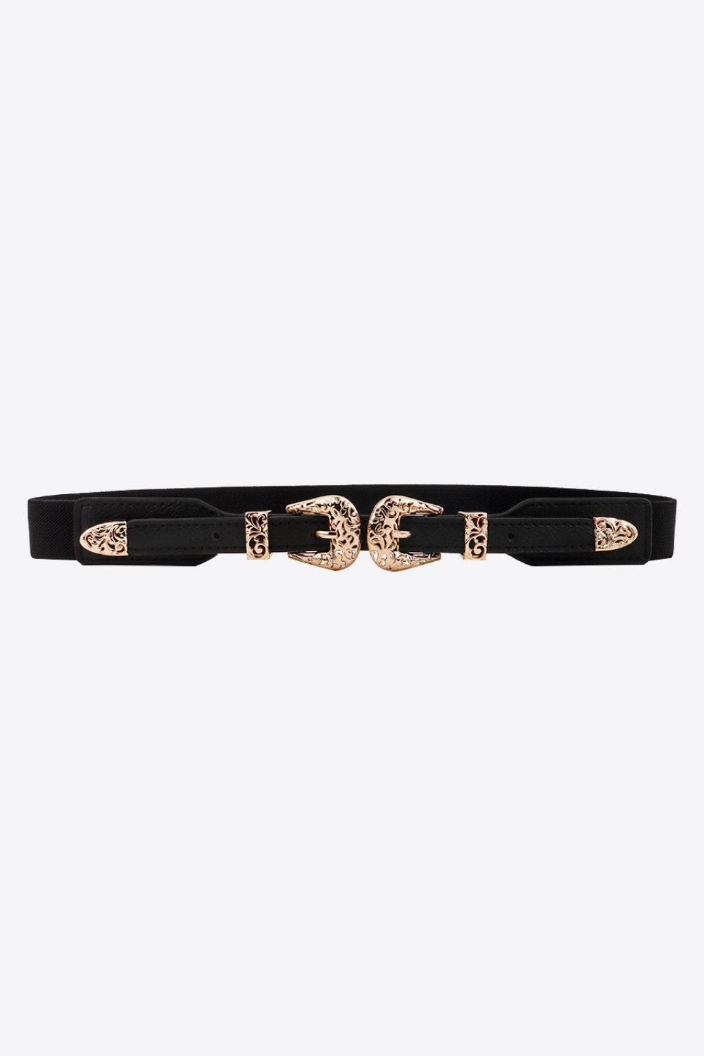 Fashorio Black / One Size Double Buckle Elastic Belt