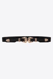 Fashorio Black / One Size Double Buckle Elastic Belt