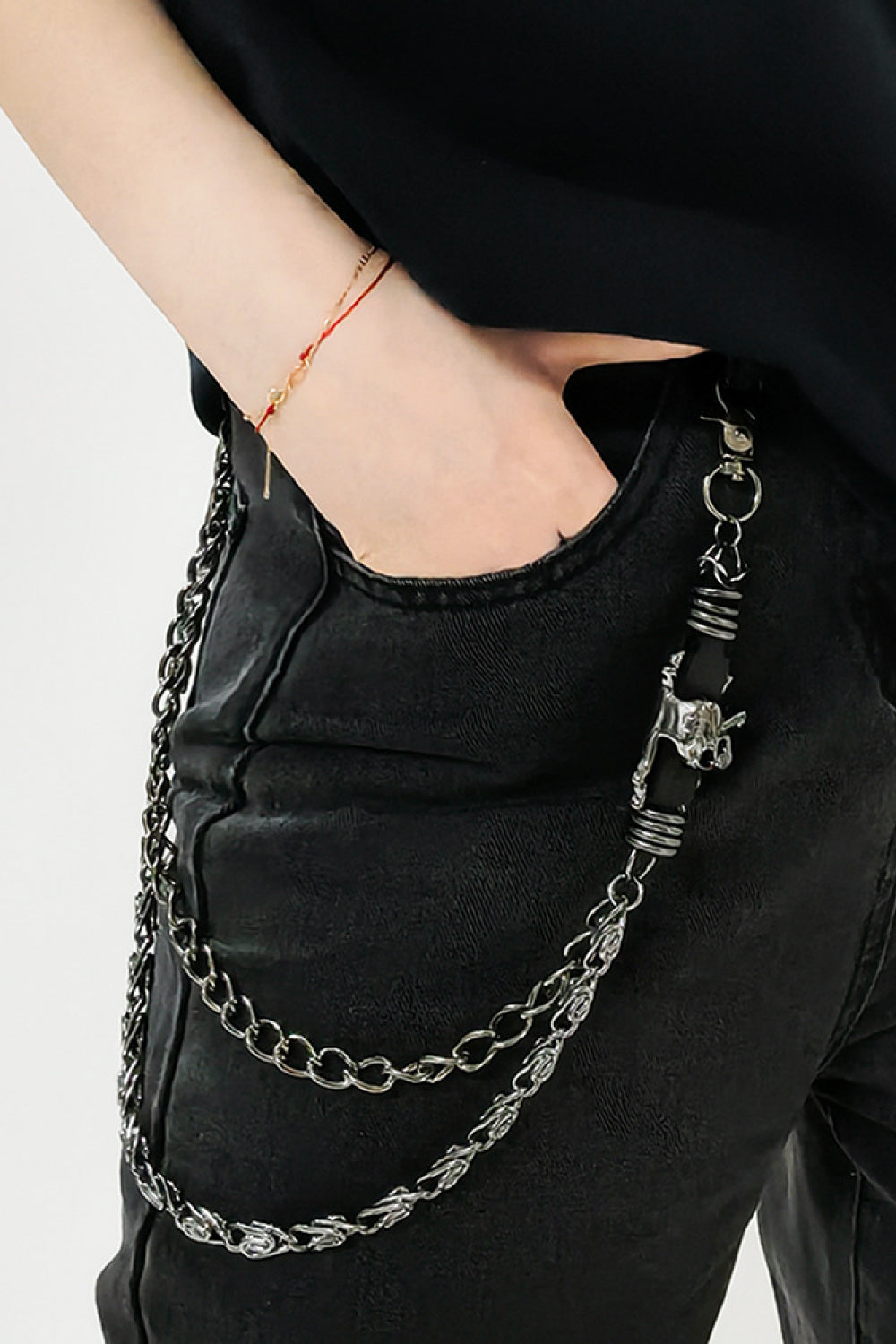 Fashorio Black / One Size Double Layer Alloy Chain Belt