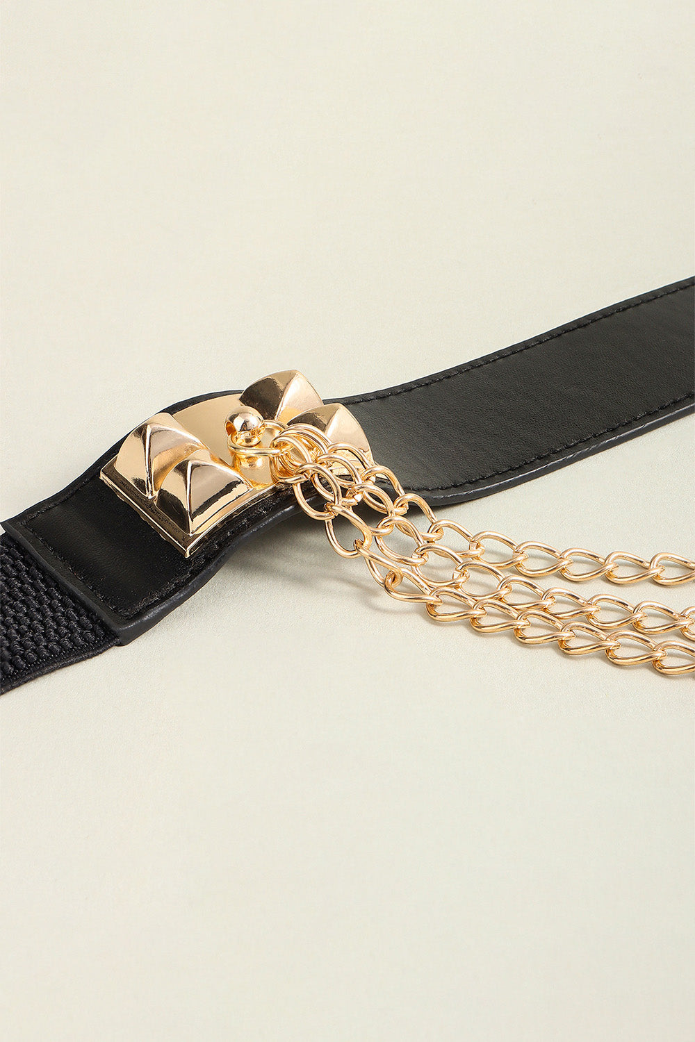 Fashorio Black / One Size Elastic Belt with Chain