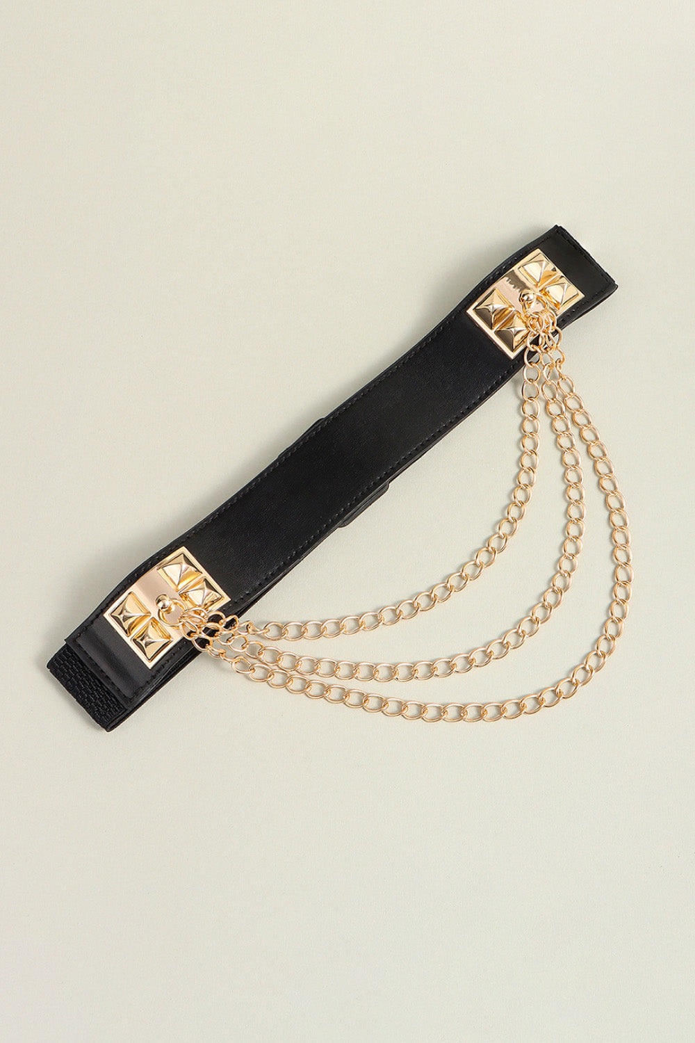 Fashorio Black / One Size Elastic Belt with Chain