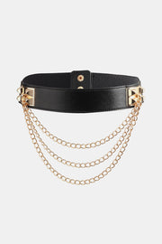 Fashorio Black / One Size Elastic Belt with Chain