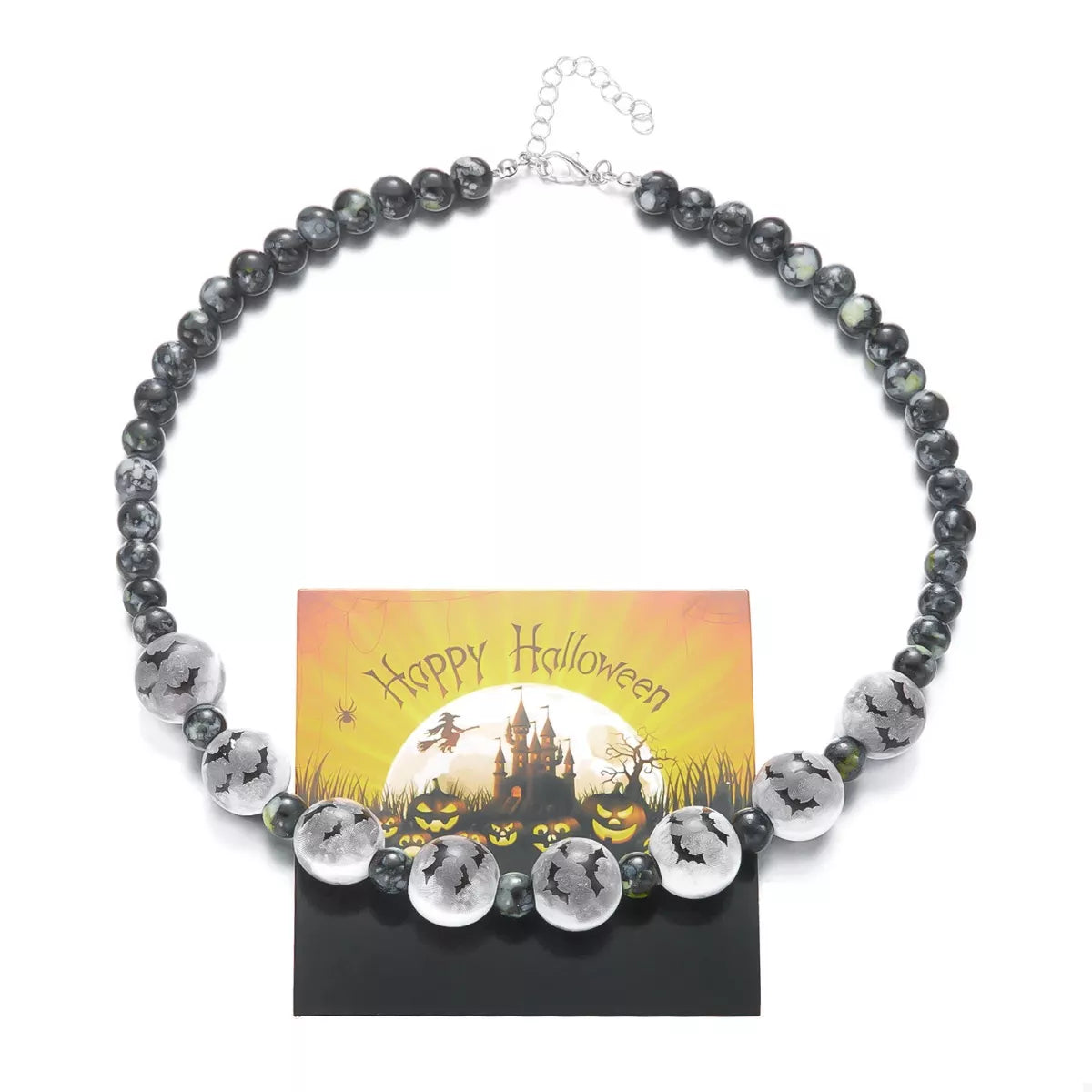 Fashorio Black / One Size Halloween Beaded Necklace and Bracelet Set