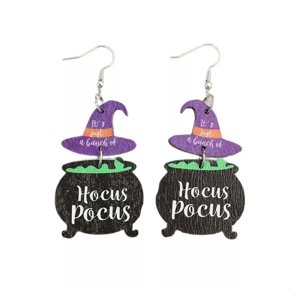 Fashorio Black / One Size Halloween Hocus Pocus Witch Hat Earrings