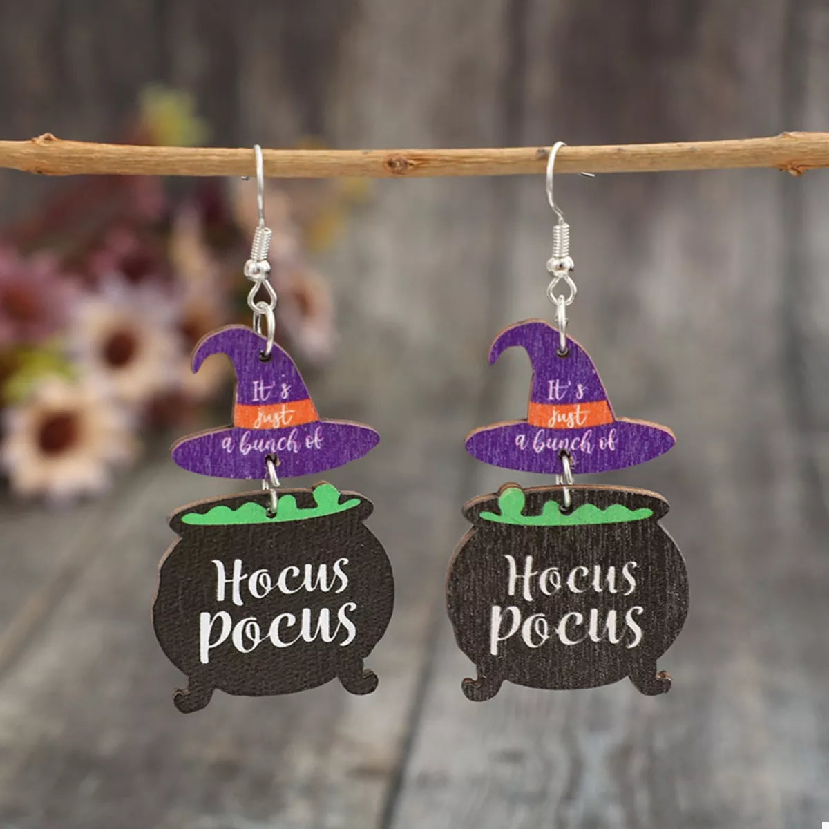 Fashorio Black / One Size Halloween Hocus Pocus Witch Hat Earrings