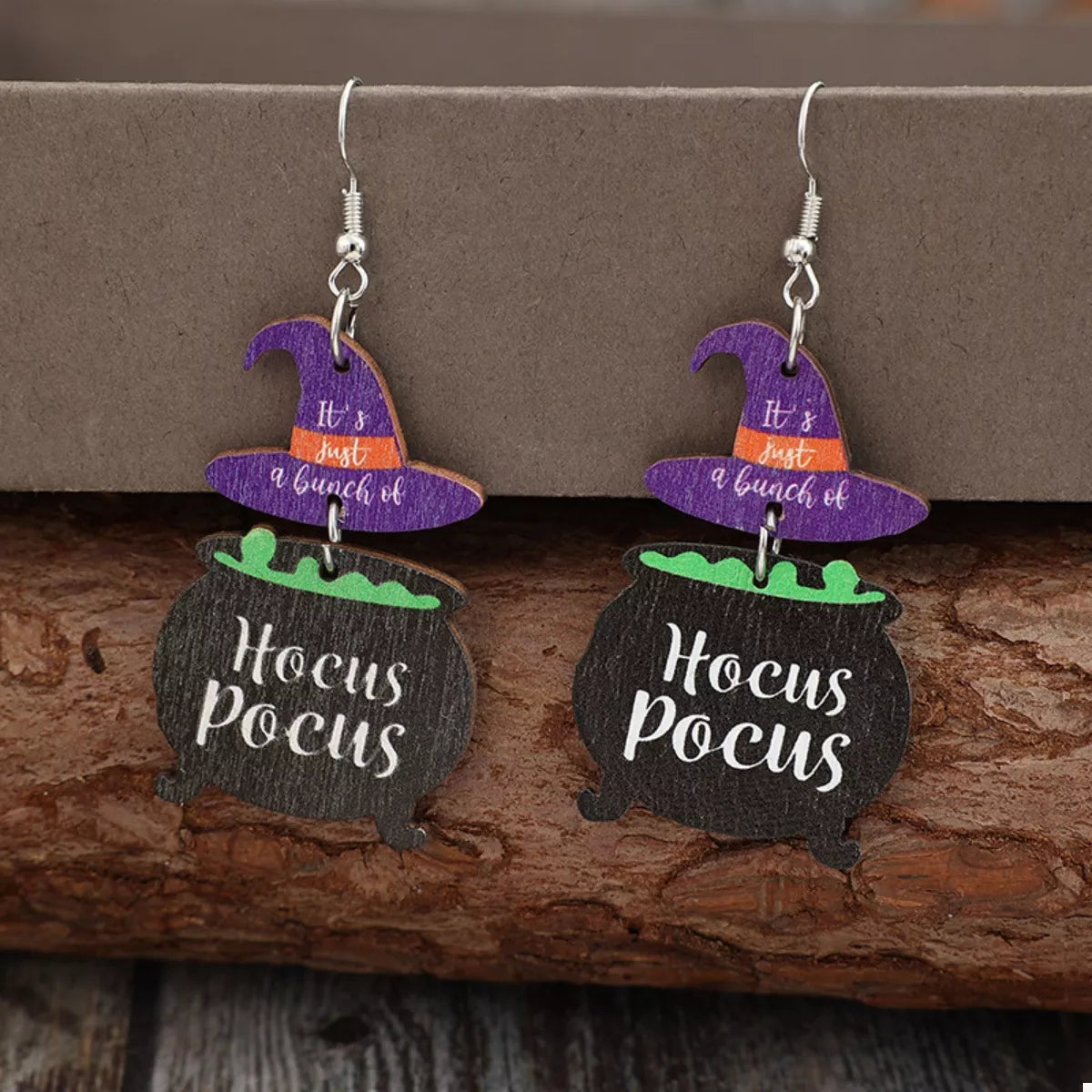 Fashorio Black / One Size Halloween Hocus Pocus Witch Hat Earrings