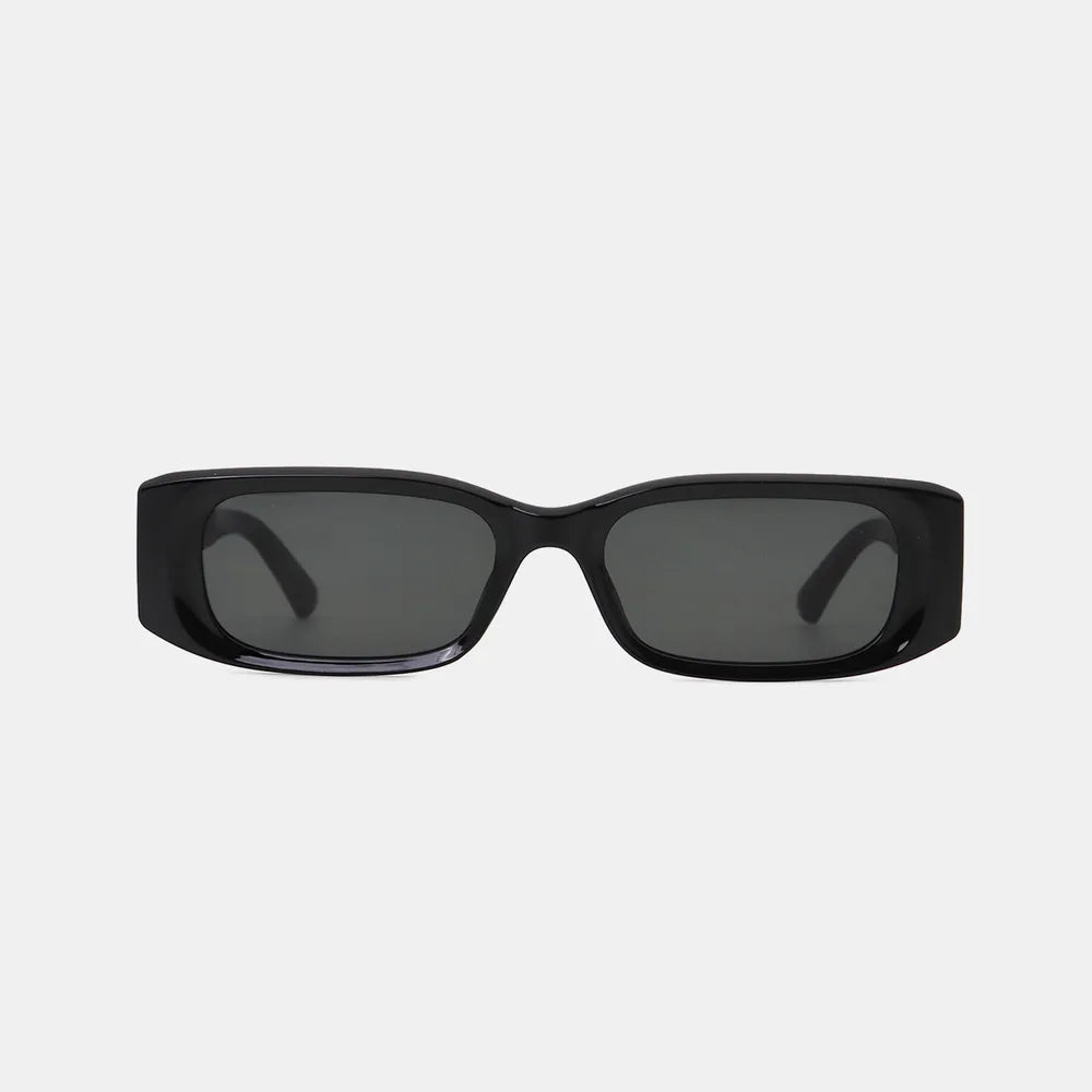 Fashorio Black / One Size Polycarbonate Frame Rectangle Sunglasses