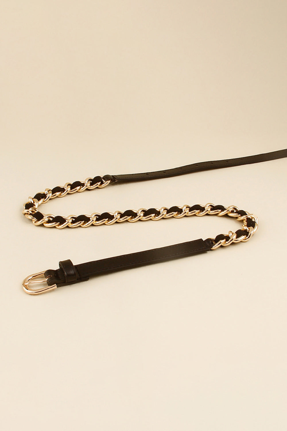 Fashorio Black / One Size PU Chain Skinny Belt
