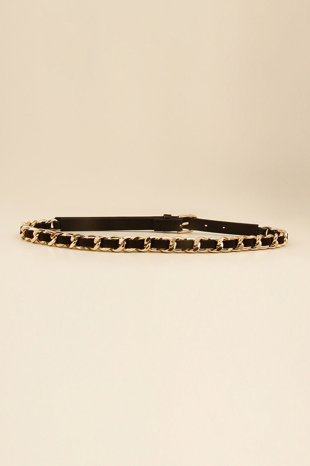 Fashorio Black / One Size PU Chain Skinny Belt