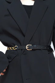 Fashorio Black / One Size PU Chain Skinny Belt