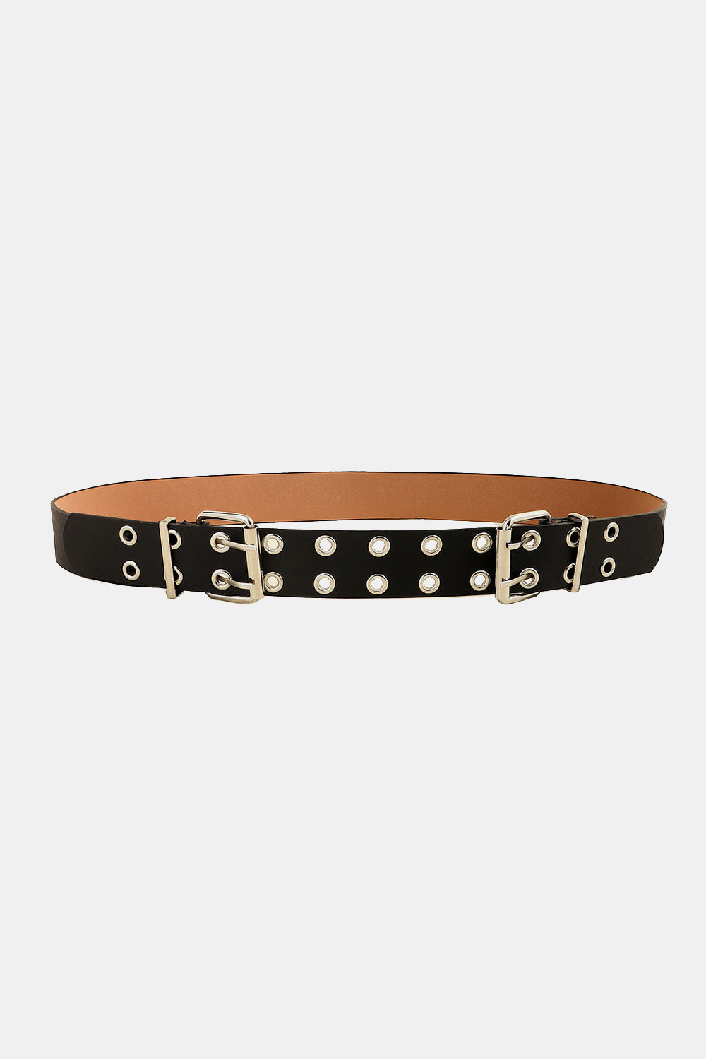 Fashorio Black / One Size PU Leather Two Row Eyelet Belt