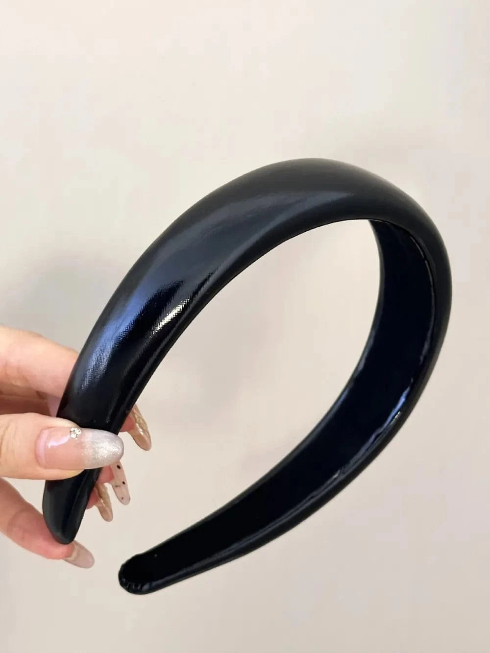 Fashorio Black / One Size PU Leather Wide Headband