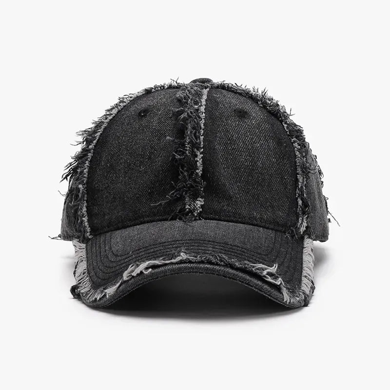 Fashorio Black / One Size Raw Hem Cotton Baseball Cap