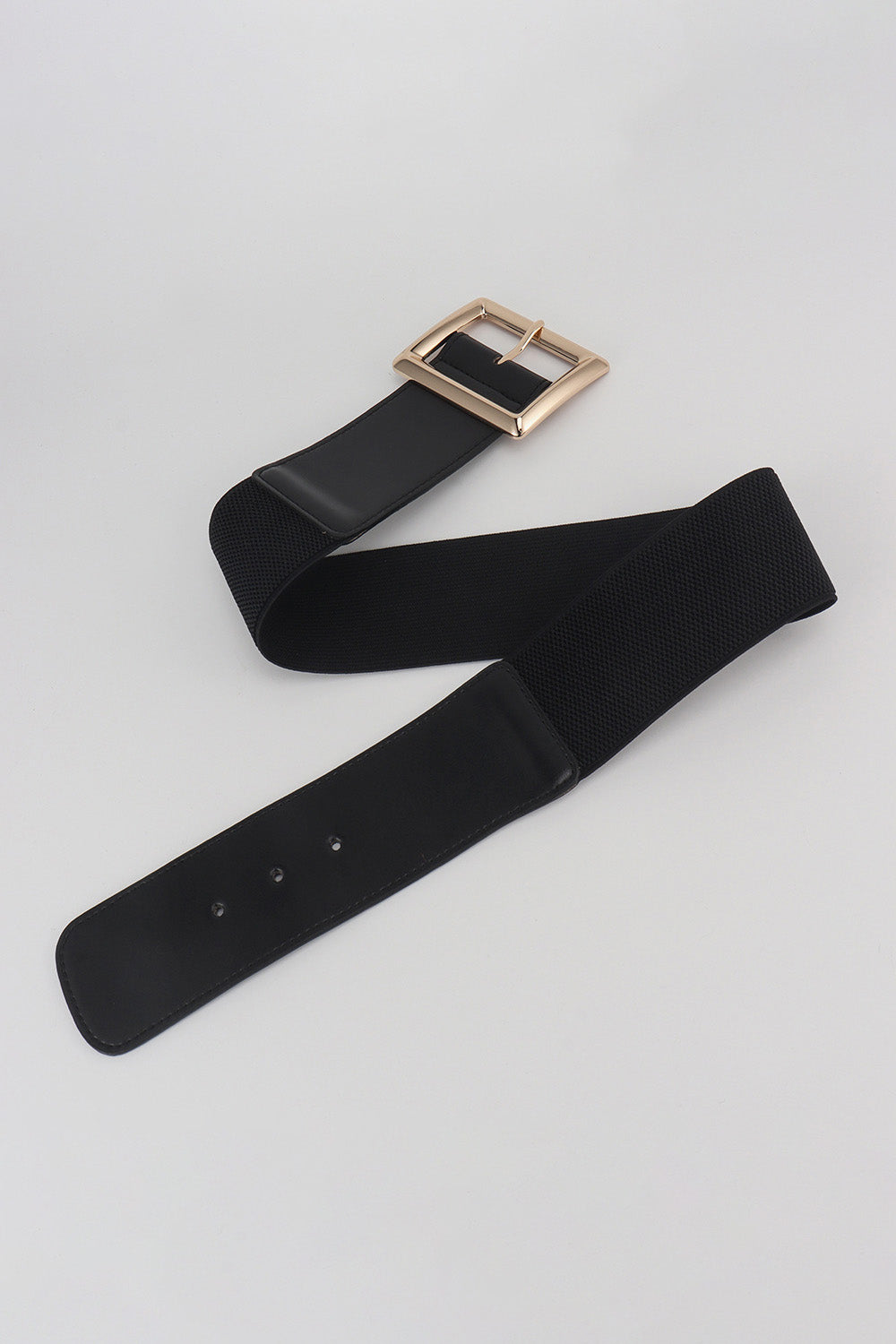 Fashorio Black / One Size Rectangle Buckle Elastic Wide Belt