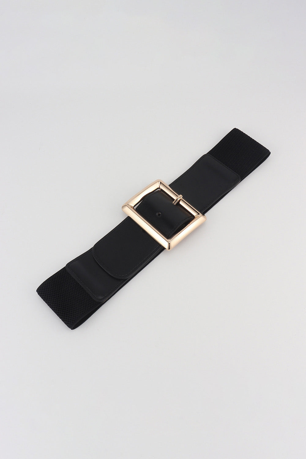 Fashorio Black / One Size Rectangle Buckle Elastic Wide Belt