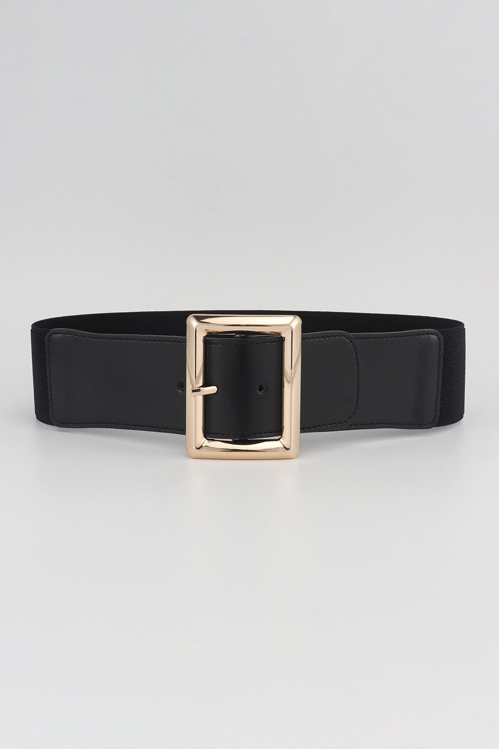 Fashorio Black / One Size Rectangle Buckle Elastic Wide Belt