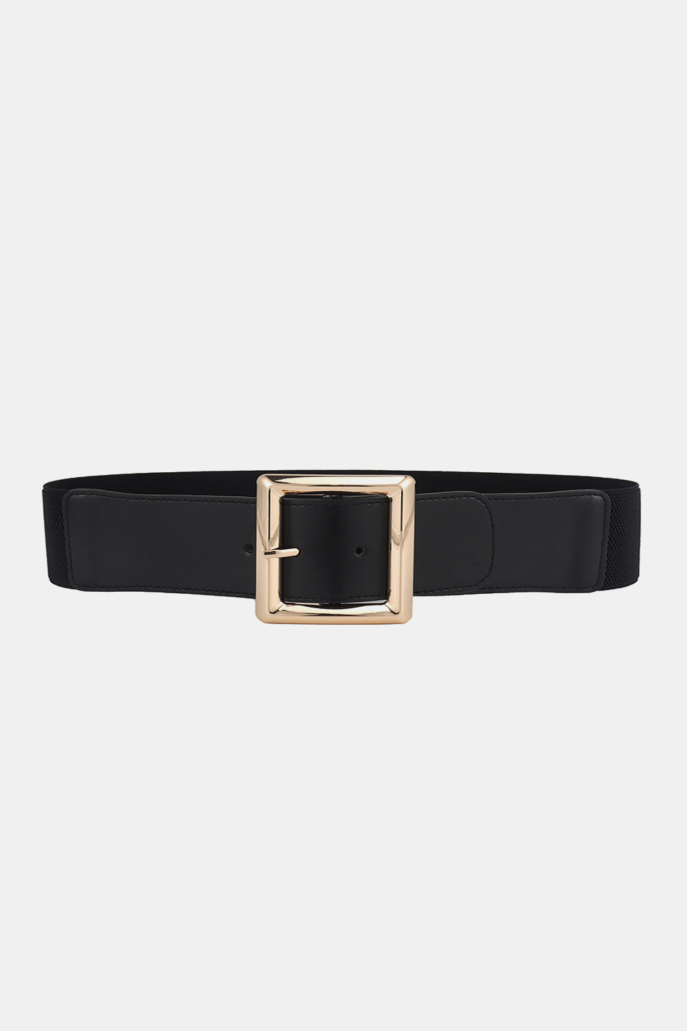 Fashorio Black / One Size Rectangle Buckle Elastic Wide Belt