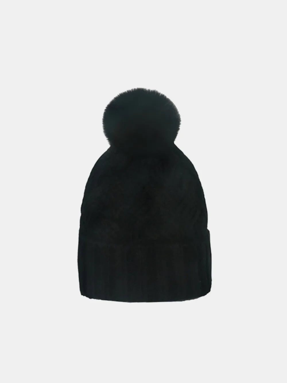 Fashorio Black / One Size Roll Rim Cable-Knit Hat