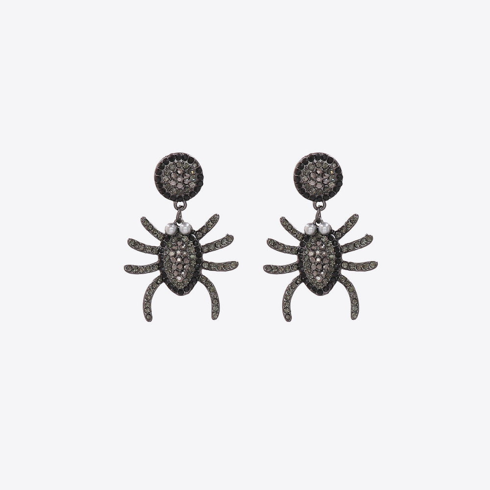 Fashorio Black / One Size Spider Rhinestone Alloy Earrings