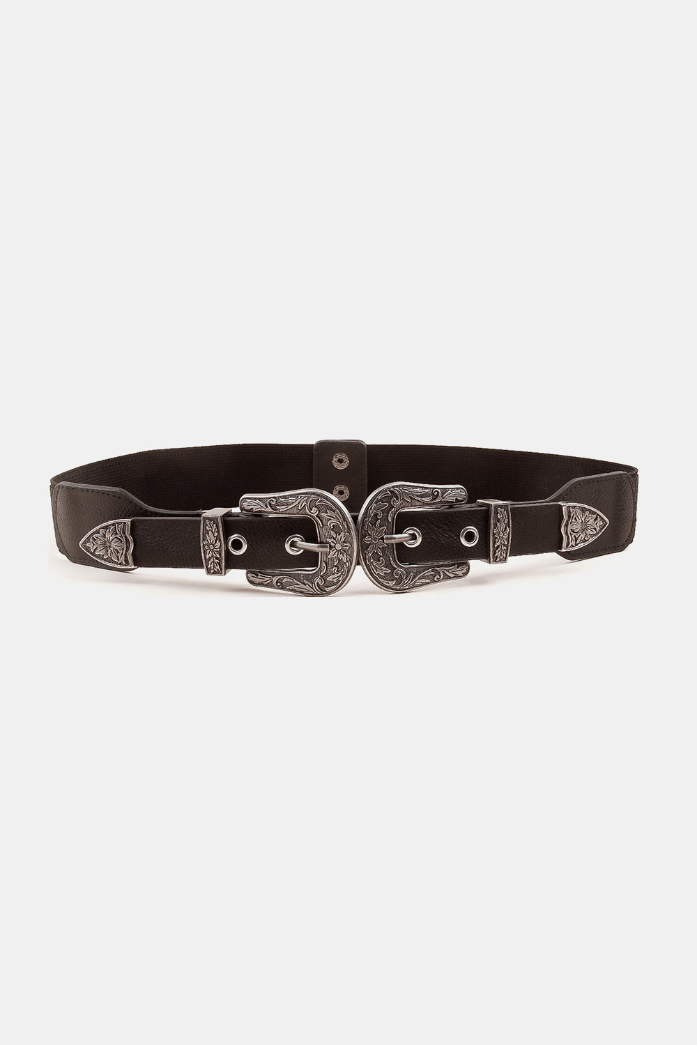 Fashorio Black / One Size Symmetrical Zinc Alloy Buckle PU Leather Belt