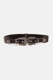 Fashorio Black / One Size Symmetrical Zinc Alloy Buckle PU Leather Belt