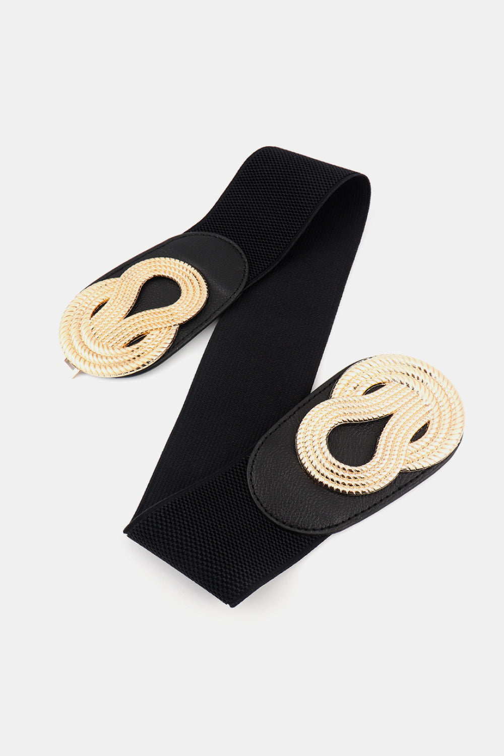 Fashorio Black / One Size Twisted Alloy Buckle Wide Belt