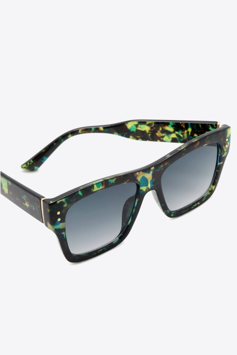 Fashorio Black / One Size UV400 Patterned Polycarbonate Square Sunglasses