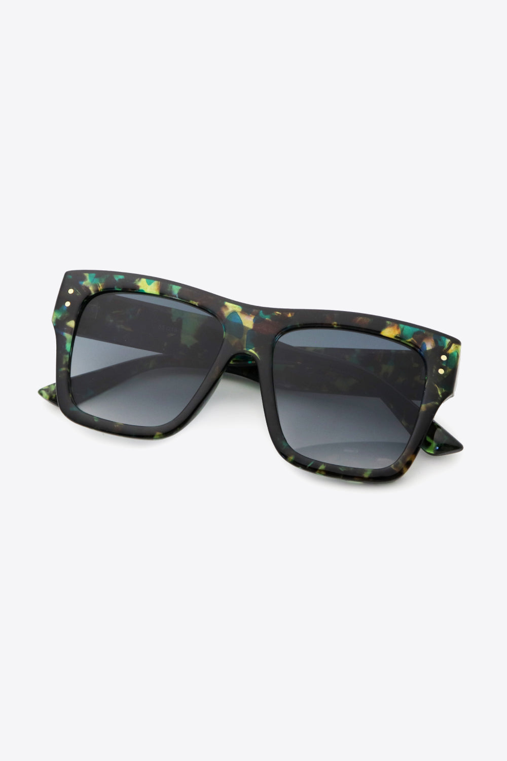 Fashorio Black / One Size UV400 Patterned Polycarbonate Square Sunglasses