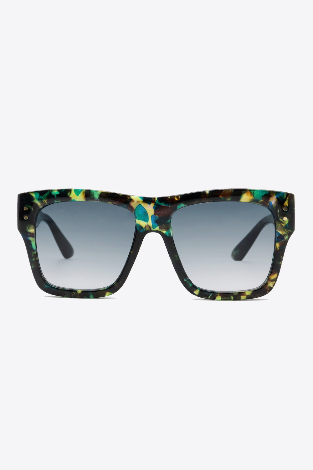 Fashorio Black / One Size UV400 Patterned Polycarbonate Square Sunglasses